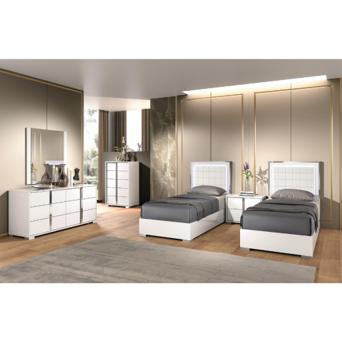 Alice Full Bed in White Finish & Chrome